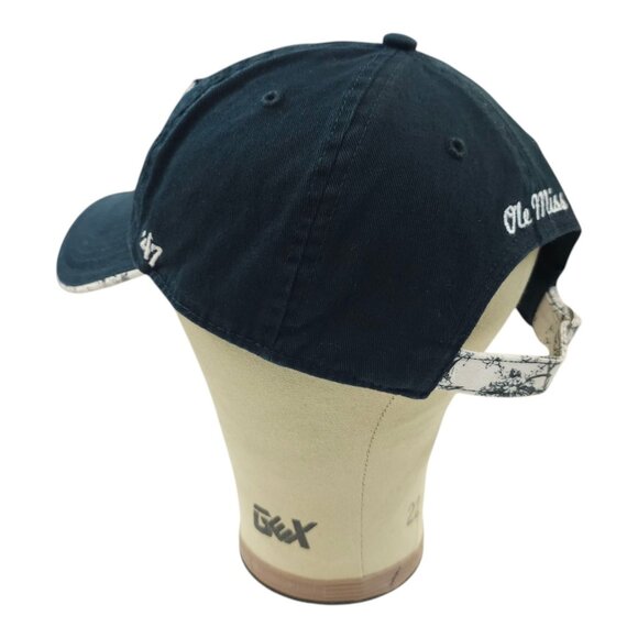 47 Brand Ole Miss Logo Script Back Tuck Strap Cap Trucker Baseball Navy Blue Hat - Picture 13 of 14
